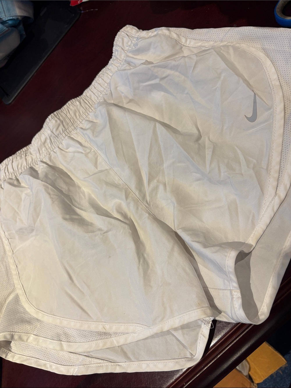 Nike White Women's Running Shorts with Swoosh